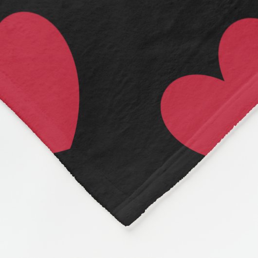 Rote Polka-Herzen auf schwarz Fleecedecke (Ecke)