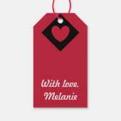 Rote Polka-Herzen auf schwarz Geschenkanhänger (Rückseite)