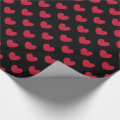 Rote Polka-Herzen auf schwarz Geschenkpapier (Ecke)