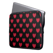 Rote Polka-Herzen auf schwarz Laptopschutzhülle (Vorderseite Links)