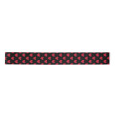 Rote Polka-Herzen auf schwarz Satinband (Vorderseite)