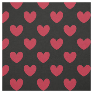 Rote Polka-Herzen auf schwarz Stoff