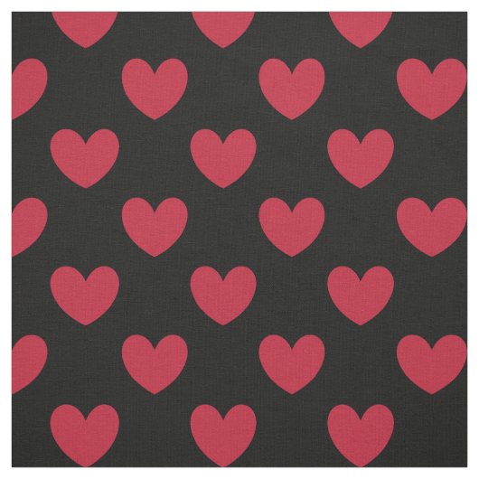 Rote Polka-Herzen auf schwarz Stoff (Muster)