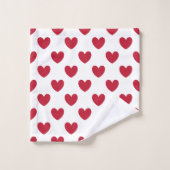 Rote Polka-Herzen auf weiß Badhandtuch Set (Waschlappen)