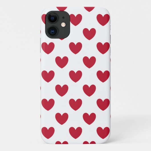 Rote Polka-Herzen auf weiß Case-Mate iPhone Hülle (Rückseite)