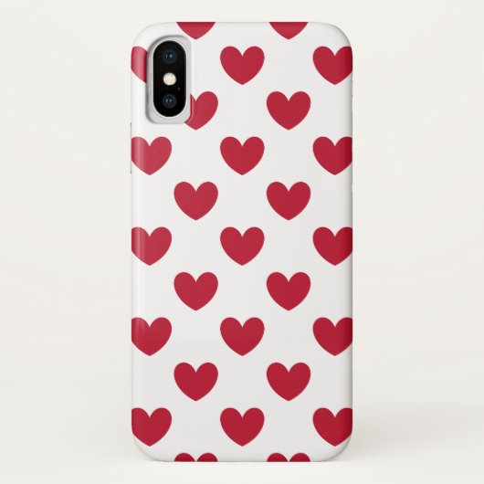 Rote Polka-Herzen auf weiß Case-Mate iPhone Hülle (Rückseite)