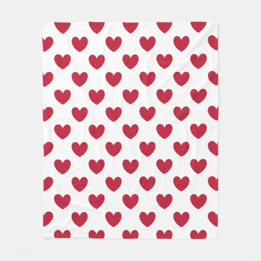 Rote Polka-Herzen auf weiß Fleecedecke (Vorderseite)