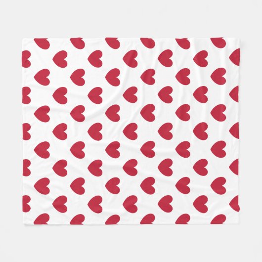 Rote Polka-Herzen auf weiß Fleecedecke (Vorderseite (Horizontal))