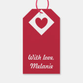 Rote Polka-Herzen auf weiß Geschenkanhänger (Rückseite)