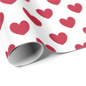 Rote Polka-Herzen auf weiß Geschenkpapier (Rolleneckpunkt)
