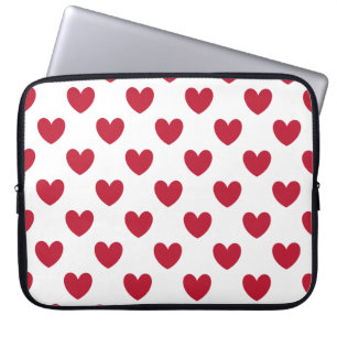 Rote Polka-Herzen auf weiß Laptopschutzhülle