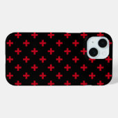 Rote Polka-Kreuze auf schwarz Case-Mate iPhone Hülle (Rückseite (Horizontal))