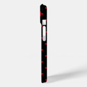 Rote Polka-Kreuze auf schwarz Case-Mate iPhone Hülle (Rückseite / Links)