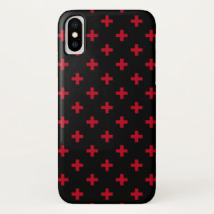 Rote Polka-Kreuze auf schwarz Case-Mate iPhone Hülle