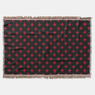Rote Polka-Kreuze auf schwarz Decke