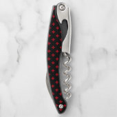 Rote Polka-Kreuze auf schwarz Kellnermesser (Rückseite)