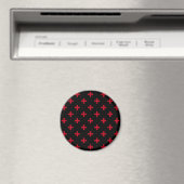 Rote Polka-Kreuze auf schwarz Magnet (In Situ (Geschirrspüler))