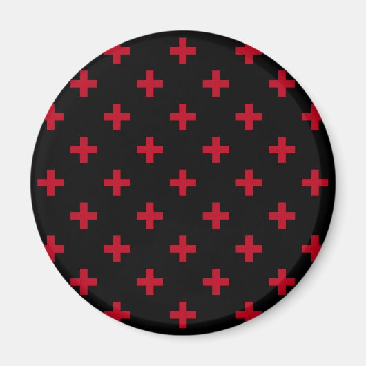 Rote Polka-Kreuze auf schwarz Magnet (Vorne)