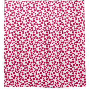 Rote Polka Punkte auf weißem Hintergrund Duschvorhang