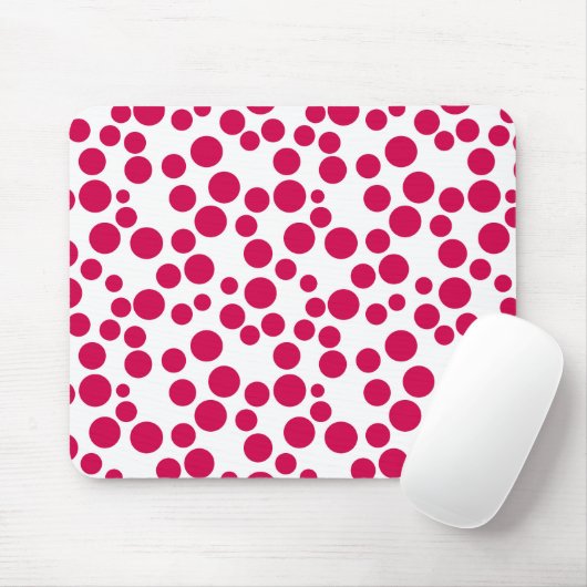 Rote Polka Punkte auf weißem Hintergrund Mousepad (Mit Mouse)