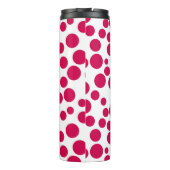 Rote Polka Punkte auf weißem Hintergrund Thermosbecher (Rückseite)