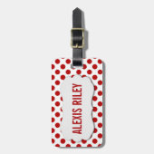 rote Polka-Punkte mit abgeschrägtem Tag Gepäckanhänger (Vorderseite vertikal)