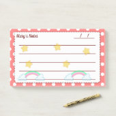 Rote Polka-Punkte, niedliche Sterne & Regenbogen 1 Post-it Klebezettel (Auf Schreibtisch)