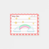 Rote Polka-Punkte, niedliche Sterne & Regenbogen 4 Post-it Klebezettel (Vorderseite)