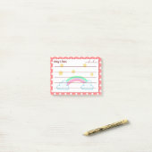 Rote Polka-Punkte, niedliche Sterne & Regenbogen 4 Post-it Klebezettel (Auf Schreibtisch)