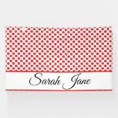 Rote Polka-Punkte | Personalisierter Name Banner (Horizontal)