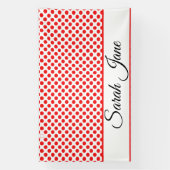 Rote Polka-Punkte | Personalisierter Name Banner (Vertikal)