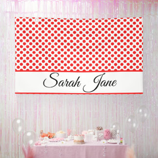 Rote Polka-Punkte | Personalisierter Name Banner