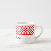 Rote Polka-Punkte | Personalisierter Name Espressotasse (Rechts)