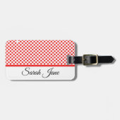 Rote Polka-Punkte | Personalisierter Name Gepäckanhänger (Vorderseite horizontal)