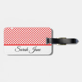 Rote Polka-Punkte | Personalisierter Name Gepäckanhänger (Rückseite horizontal)