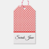 Rote Polka-Punkte | Personalisierter Name Geschenkanhänger (Vorderseite)