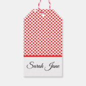 Rote Polka-Punkte | Personalisierter Name Geschenkanhänger (Rückseite)