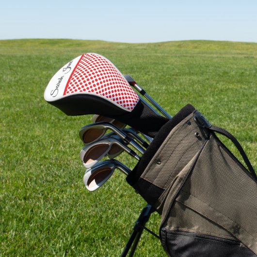 Rote Polka-Punkte | Personalisierter Name Golf Headcover (In SItu)