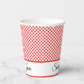 Rote Polka-Punkte | Personalisierter Name Pappbecher (Rechts)