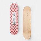 Rote Polka-Punkte | Personalisierter Name Skateboard (Vorderseite)