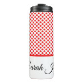 Rote Polka-Punkte | Personalisierter Name Thermosbecher (Vorderseite)