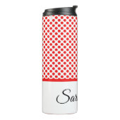 Rote Polka-Punkte | Personalisierter Name Thermosbecher (Nach links gedreht)