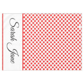 Rote Polka-Punkte | Personalisierter Name Tischdecke (Vorderseite (Horizontal))