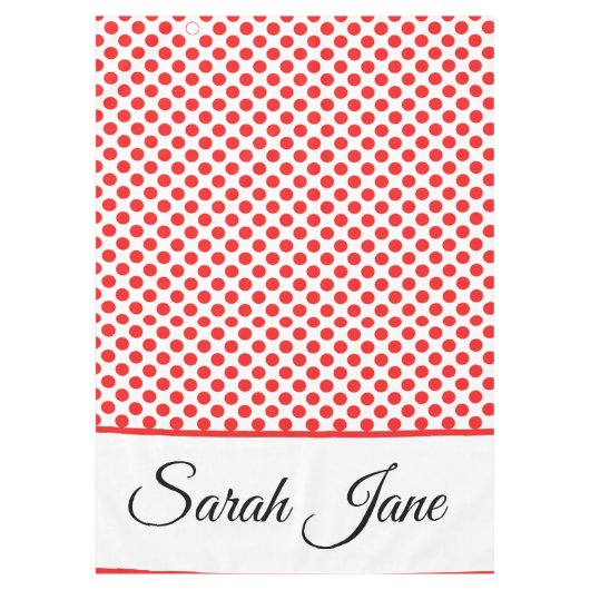 Rote Polka-Punkte | Personalisierter Name Tischdecke (Vorderseite)