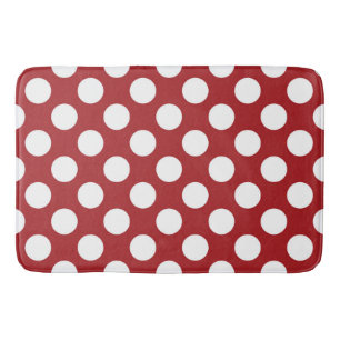 Rote Polka-Punkte, Polka-Dottern-Muster, Punkte, g Badematte