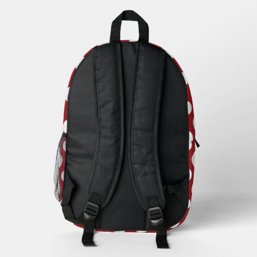 Rote Polka-Punkte, Polka-Dottern-Muster, Punkte, g Bedruckter Rucksack (Rückseite)