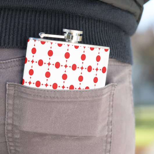 Rote Polka-Punkte, Polka-Dottern-Muster, Punkte, g Flachmann (Beispiel)