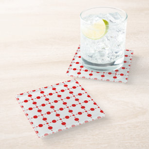 Rote Polka-Punkte, Polka-Dottern-Muster, Punkte, g Glasuntersetzer
