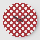 Rote Polka-Punkte, Polka-Dottern-Muster, Punkte, g Große Wanduhr (Vorderseite)