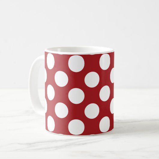 Rote Polka-Punkte, Polka-Dottern-Muster, Punkte, g Kaffeetasse (Vorderseite Links)